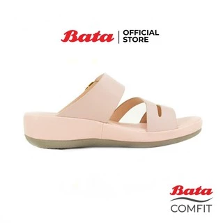 Bata รองเทาเเตะลำลอง SLIP ON แบบสวม ใส่ง่ายน้ำหนักเบา ดีไซน์เก๋ สูง 1.5 นิ้ว สีเบจ รหัส 6618838