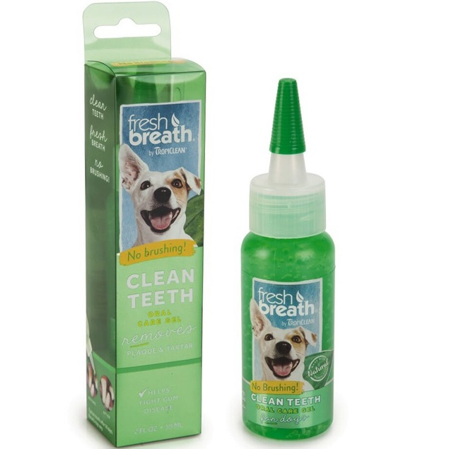Fresh Breath by TropiClean No Brushing Berry Clean Teeth Dental &amp; Oral Care Gel for Dogs, 2oz, Made in USA