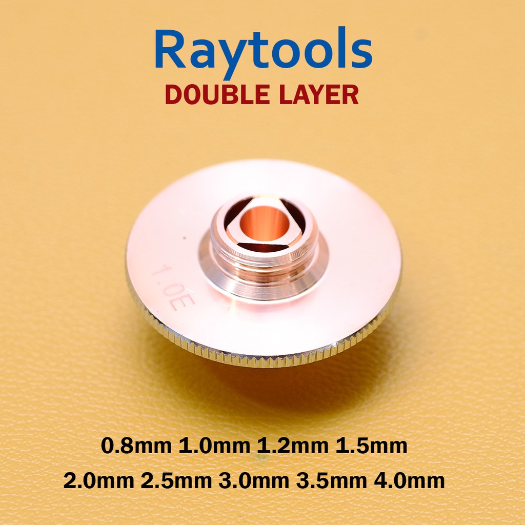 หัวตัดไฟเบอร์เลเซอร์แบบ Nozzle Double Layer ขนาด D32M14 สำหรับตัดเหล็ก สแตนเลส