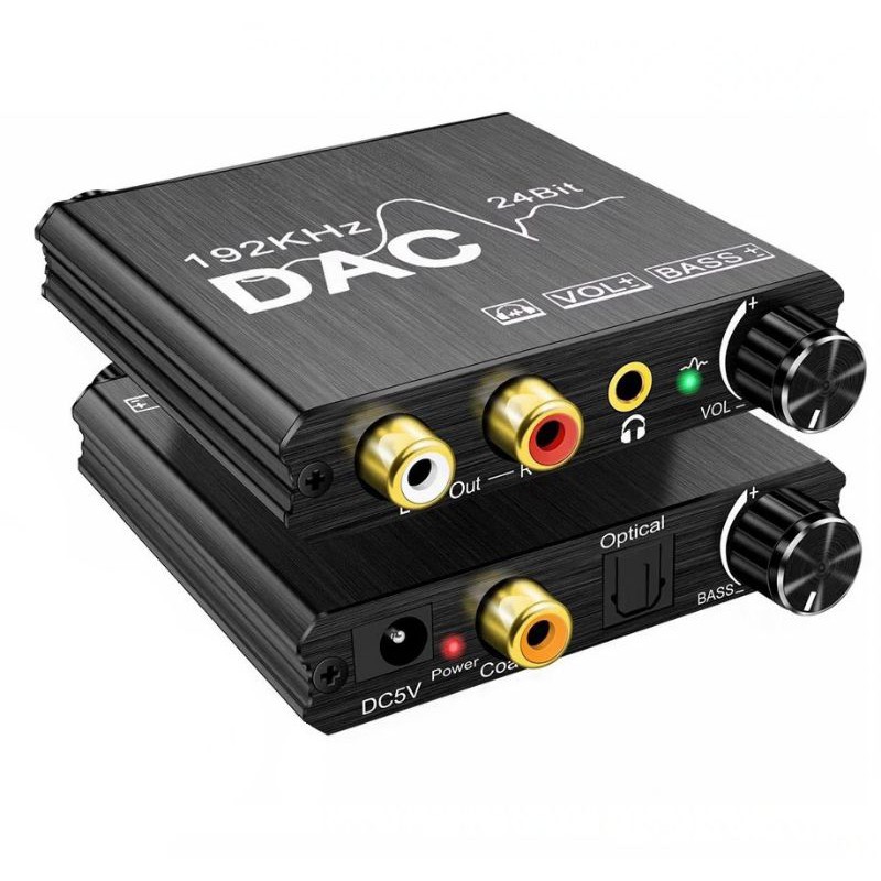 192KHz Digital To Analog Audio Converterพร้อมBass + ปริมาณ3.5มม.แจ็คหูฟังDAC Converterพร้อมสายOptical