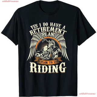 แฟชั่นที่กำหนดเอง แฟชั่นสบายๆ เสื้อ Retirement Plan To Go Riding Gift Motorcycle Riders Biker T-Shirt Cotton เสื้อยืด ผ้