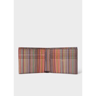 Paul Smith Leather Signature Stripe Interior Billfold Wallet in Grey