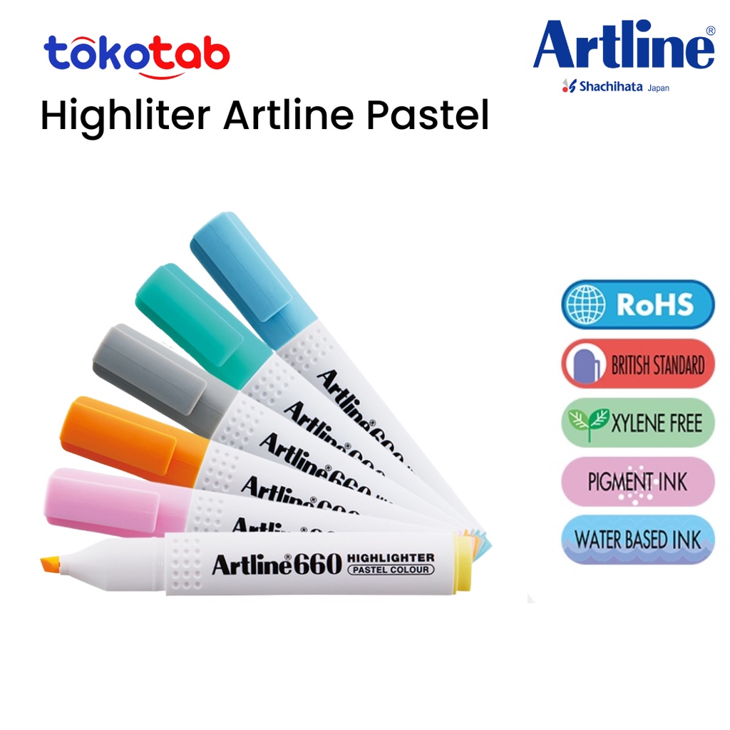 STABILO Tokotab - Artline Highlighter Pastel Textliner EK-660 Artline Highlighter Writing Marker