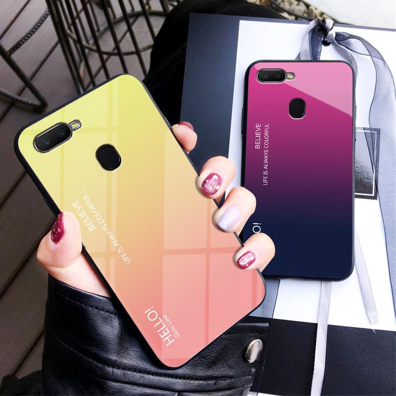 เคสกระจกนิรภัยสําหรับ Oppo F 5 A 73 F 7 F 9 A 3s A 5 A 83 A 7กรณีโทรศัพท์แก้ว
