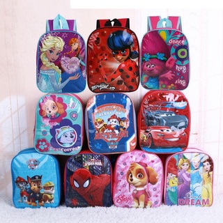 กระเป๋าเป้สะพายหลัง ขนาดเล็ก ลาย Spiderman Paw Patrol Frozen Sofia Car 19.5x26x9.5 ซม. สําหรับเด็กอนุบาล