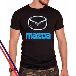 T-shirt  เสื้อยืด พิมพ์ลายโลโก้รถยนต์ Mazda สีดํา สําหรับผู้หญิงS-5XL