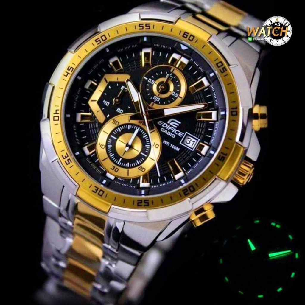 นาฬิกาข้อมือผู้ชาย Casio Edifice แท้เครื่องญี่ปุ่น รับประกัน 1 ปี ระบบ Chronograph สามกษัตริย์ Mgwatch