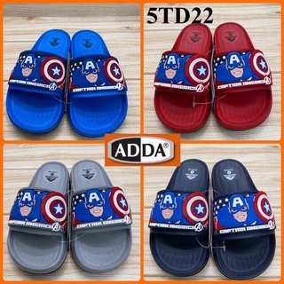 ADDA  5TD22 รองเท้าแตะสวมเด็ก ลายกัปตันอเมริกา สีดำ/น้ำเงิน/แดง/เทา