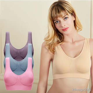 เสื้อในไร้โครง ▼ↂ℡สปอร์ต​บรา มีฟองน้ำ ใส่สบาย Sport bra เสื้อชั้นใน ไร้ตะเข็บ Top ไร้ขอบ ชุดชั้นใน เสื้อใน บราไร้โครง