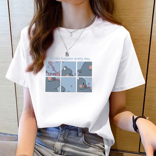 👕 พร้อมส่ง 👕 เสื้อผ้าผู้หญิง เสื้อแขนสั้น ⭐ คอกลม เสื้อยืดหญิง ⭐ เสื้อยืดลายการ์ตูนน่ารักๆ ฤดูร้อน ⭐ #W11