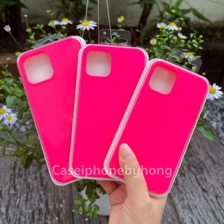 🔥เคสกำมะหยี่มีโลโก้ สีชมพูนีออน สำหรับเคสมือถือ i13 mini Pro Promax,7 8 plus,SE2,X XR XSmax,11 Pro Max,12 mini Pro Max🔥