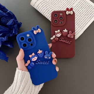 เคสโทรศัพท์มือถือ ลายการ์ตูนกระต่าย สตรอเบอร์รี่ 3D สําหรับ Huawei Y9s P20 P30 Lite P40 P50 Pro Honor 50 20 Lite 8X Nova 5T 4e 7 7i 7se Nova 9 Nova 8i Mate 20 Mate 30 Mate 40 Pro