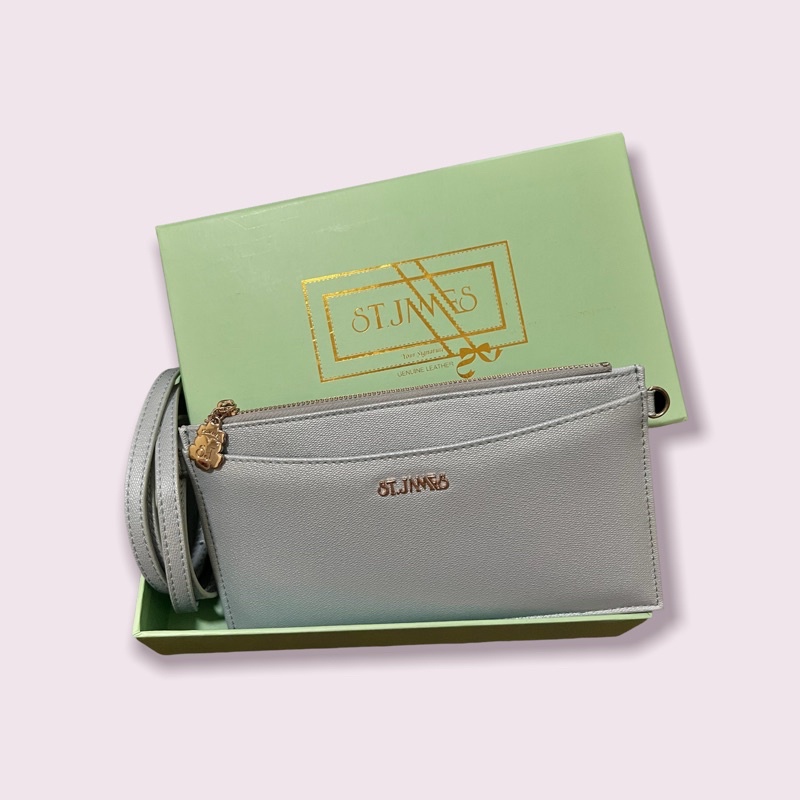 ST.JAMES กระเป๋าสตางค์ใบยาว สีฟ้า พร้อมกล่อง