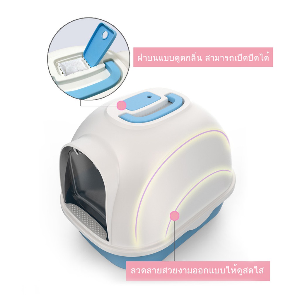 กระบะทรายแมว ห้องน้ำแมว พร้อมที่ตักทราย ห้องน้ำแมวทรงโดม รูปที่ 5