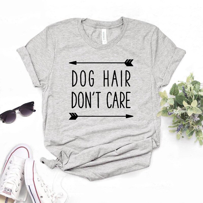 เสื้อยืดผ้าฝ้ายลาย Dog Hair Don T Care Arrow สําหรับสตรี 6 สี Mf 18