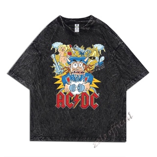 #เสื้อยืดคอกลม#เสื้อยืด ขนาดใหญ่ พิมพ์ลายวง Acdc | หินล้างทําความสะอาด | เสื้อยืด ขนาดใหญ่ | สไตล์วินเทจ | เสื้อท็อปS-4X