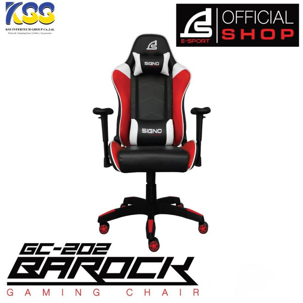 SIGNO E-Sport GC-202 (Black/White) Gaming Chair รุ่น BAROCKของแท้ รับประกันศูนย์ 1 ปีเต็ม