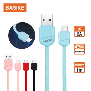 BASIKE สายชาร์จ 2A สายเคเบิลข้อมูล Type-C สายชาร์จ USB 1M สายเคเบิลข้อมูลสากล