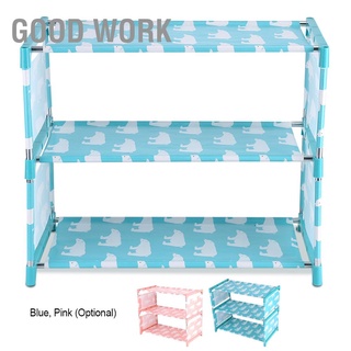 Good Work 3 Tiers Non-woven Fabric Standing Shoe Rack DIY Shoes Storage Shelf Home Organizer