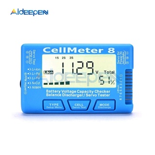 เครื่องทดสอบแรงดันไฟฟ้าแบตเตอรี่ดิจิทัล LCD 7 RC CellMeter 8 2-8S 4-8S Servo LiPo Li-lon NiMH