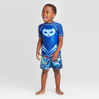 เสื้อว่ายน้ำเด็กและกางเกงขาสั้น PJ Masks Rash Guard &amp; Swim Trunk กันรังสี UV50+ ไซส์ 4T และ 5T