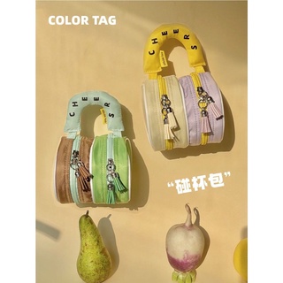 Color tag storage bag cheers clinking cup bag original large capacity double-layer waterproof nylon cosmetic handbag