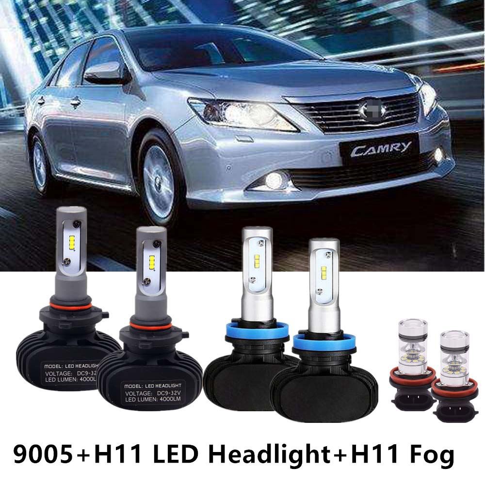 6 PC Xenon สีขาว 9005 + H11 LED ไฟหน้าถอดรหัส + H11 H8 หมอก 6000K สําหรับ Toyota Camry 2007-2014