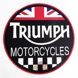 ป้ายสังกะสีวินเทจ Triumph (ปั้มนูน)