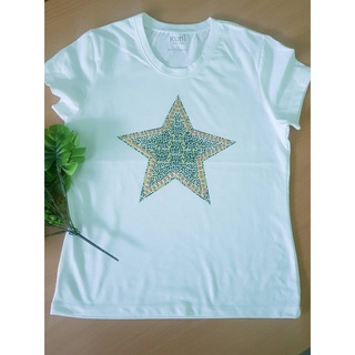 K132 เสื้อยืดผู้หญิง แต่งเพชร ลายดาวดวงใหญ่ The Biggest shining star by kunibrand