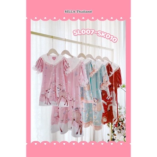 SILLA SL007-SK011 Dress พิมพ์ลายทั้งตัว คอปกแต่งระบาย+กระดุมผ่า น่ารักมากค่าาา