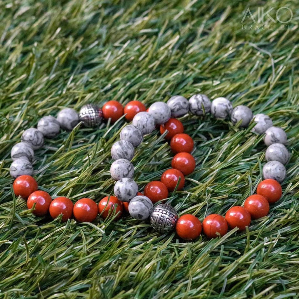 The Lovers กำไลหินแท้ (Gray Jasper/ Red Jasper)