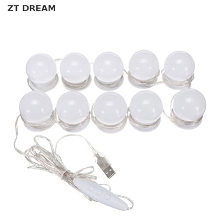 Ztd หลอดไฟ LED สไตล์ฮอลลีวูด โต๊ะเครื่องแป้ง แต่งหน้า USB ชุดไฟกระจก 07