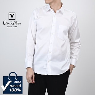 Valentino Rudy เสื้อเชิ้ตแขนยาว Liquid Ammonia Basic Fit รุ่นมีกระเป๋า ผ้า Cotton 100% [OHS2839-WH]