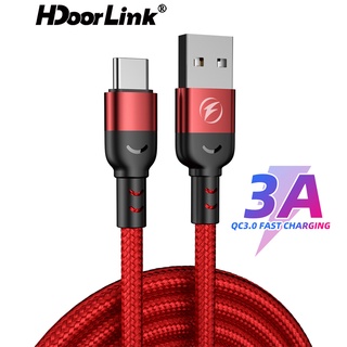 Hdoorlink 3A USB C สายชาร์จเร็ว QC 3.0 USB-A เป็น Type-C สายชาร์จเร็ว 0.5 ม. 1 ม. 2 ม.