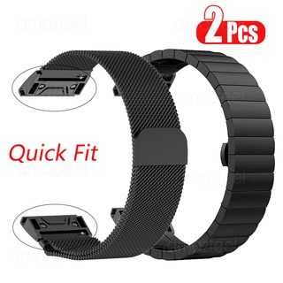 สายนาฬิกาข้อมือโลหะ 20 22 26 มม. สําหรับ Garmin Fenix 7 7S 7X 6 6X Pro 5 5X Smart Watch Quick Release Magnetic Loop Bracelets Forerunner 935 945 Band