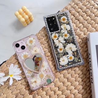 เคสดอกไม้ ดอกเดซี่ เคสเพชร กระจก  i13 pro max s22 ultra note20 a53 a73 reno7 v23 เคสกันกระแทก