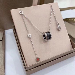 Bvlgari สร้อยคอโซ่เงินแท้ 925 จี้เซรามิค สีดํา หรูหรา คลาสสิก เครื่องประดับ สําหรับผู้หญิง G831