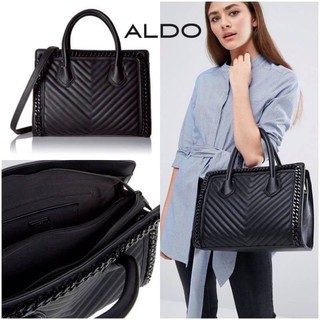 ALDO Dresden Quilted Chain 2-way Crossbody Sling Top Handle Large Tote Bag