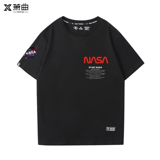 เสื้อยืดแขนสั้น คอกลม พิมพ์ลายกราฟฟิตินักบินอวกาศ Nasa Xia Chao สําหรับผู้ชาย