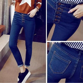 พร้อมส่ง Quilla กางเกงยีนส์ขายาวผู้หญิง กางเกงเอวสูง womens high waisted jeans 5 button