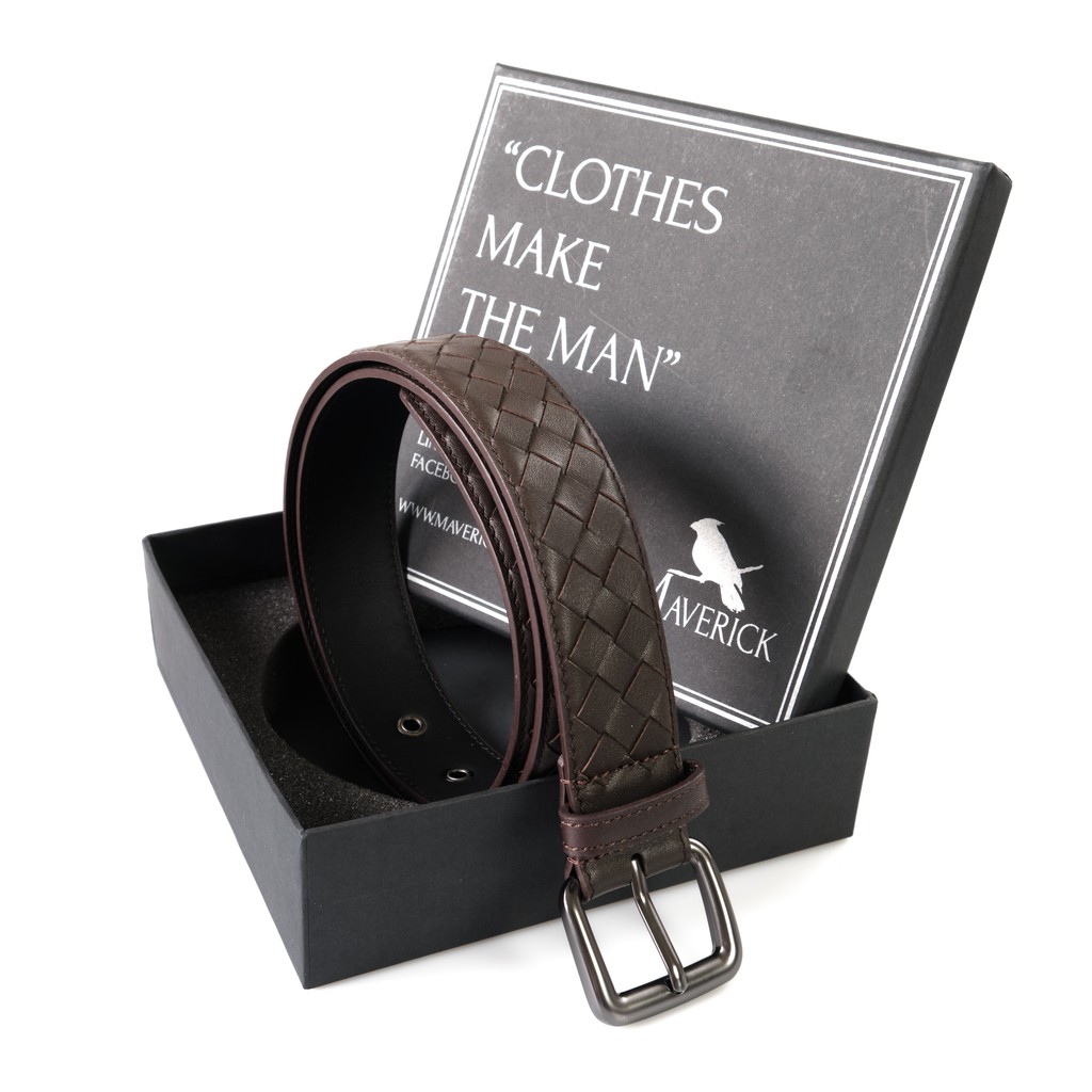 Le Galon in Brown - The Braided leather belt เข็มขัดหนังถัก สีนำ้ตาล นิ่ม สวย ของขวัญผู้ชาย แฟน สามี รูปที่ 5