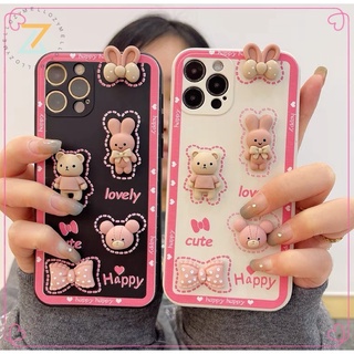 Zymello เคส VIVO V17 V19 V20 Pro V20SE V15 V11i Y31 Y51 Y76 Y72 Y75 Y19 Y51A Y51S เคสโทรศัพท์ซิลิโคนหมีสีชมพู 3D น่ารัก