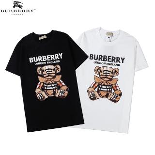 เสื้อยืดแขนสั้นผ้าฝ้ายพิมพ์ลาย bur -berry