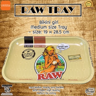 RAW Tray ถาดโรล Raw Bikini Girl ขนาด 19 x 28.5 cm metal rolling tray life saver Raw rolling ถาดสำหรับโรล