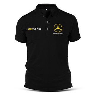 เสื้อยืดโปโลลําลอง ผ้าฝ้าย แขนสั้น ปักลาย Mercedes F1 AMG สําหรับผู้ชาย และผู้หญิง