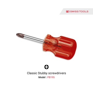 PB Swiss tools ไขควงด้ามสั้น ปากแฉก รุ่น PB 195 Stubby screwdrivers for Phillips screws, short blade with short handle