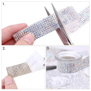 เทปสติกเกอร์ พลอยเทียม AB มีกาวในตัว สําหรับตกแต่งรถยนต์ DIY