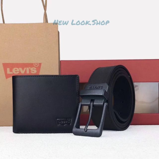 💥ถูกที่สุด​แท้💯❤️ พร้อมส่ง​ Levi’s Belt and Wallet Gift Set เซทสุดคุ้มทั้งกระเป๋าสตางค์พับสองตอนและเข็มขัดวัสดุหนัง