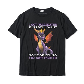 เสื้อยืดผู้ชาย เสื้อยืด พิมพ์ลายมังงะ I Got Vaccinated But I Still Want Some Of You To Stay Away Youth สไตล์ฮิปฮอป S-5XL