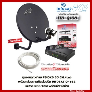 ชุดจานดาวเทียมPSIOKD35CM.+กล่องดาวเทียม infosat Q-168+สายสัญญาณ 10 เมตร